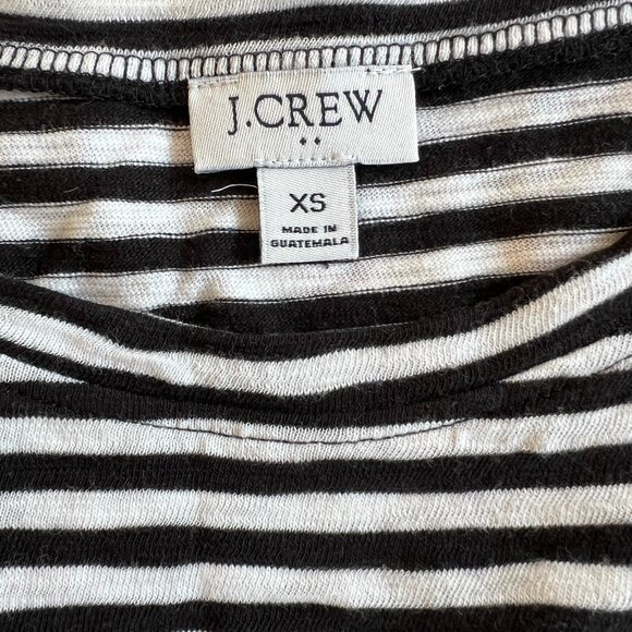 J. Crew short-sleeve striped tie-waist T-shirt dress, Size XS color: Black and W - Picture 5 of 7
